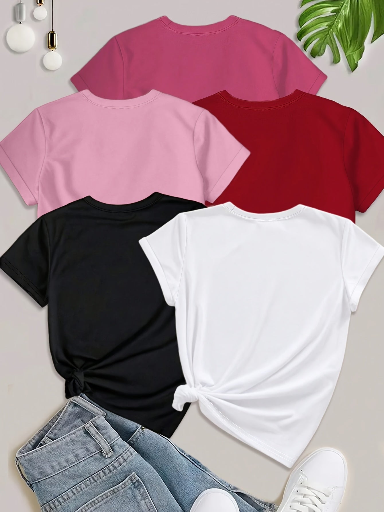 Women's Short Sleeve Printed T-shirt Five Pack PB-527